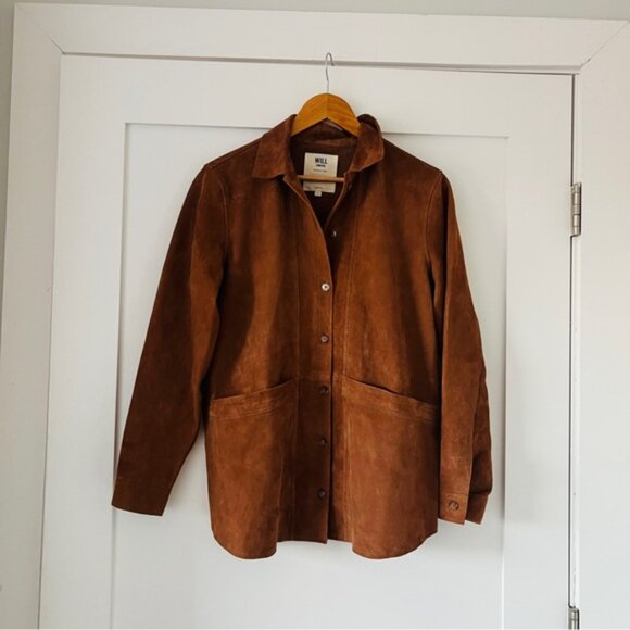 Sézane Will Suede Jacket Brown Tan Size S 100% Suede Classic Parisian Style - Picture 2 of 7